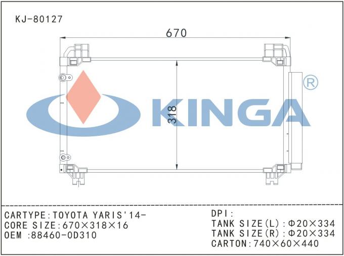 도요타 Yaris OEM 88460-0d310를 위한 2014년 차량 도요타 AC 콘덴서