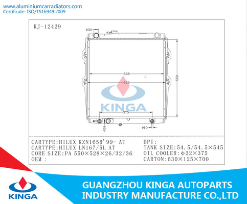 자동 방열기 HILUX KZN165R 99 - PA 22mm/32mm/36mm에 - 협력 업체