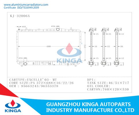 CHEVROLET EPICA 02 - 알루미늄 차 방열기 OEM 96278702/96328702 G.M.C에 - 협력 업체