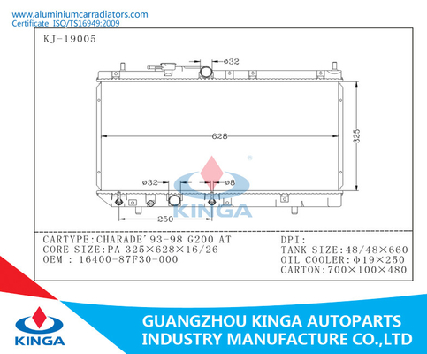 알루미늄 차 물 탱크 DAIHATSU CHARADE'93-98 G200 자동 방열기 OEM 16400-87F30-000 협력 업체