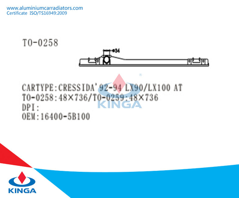OEM에 도요타 Cressida'92-94 LX90/LX100를 위한 최고 방열기 탱크: 16400-5B100 협력 업체