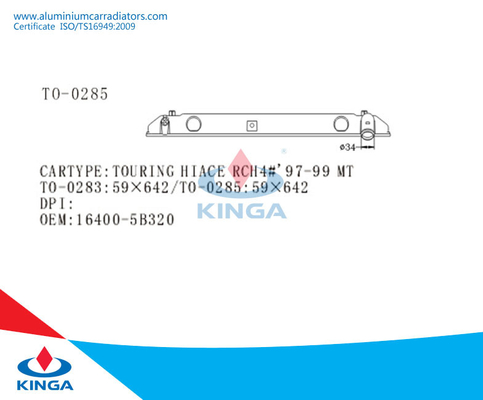 HIACE RCH4# 97-99 MT OEM 16400 5B320 여행을 위한 PA66 물 방열기 바닥 탱크 협력 업체